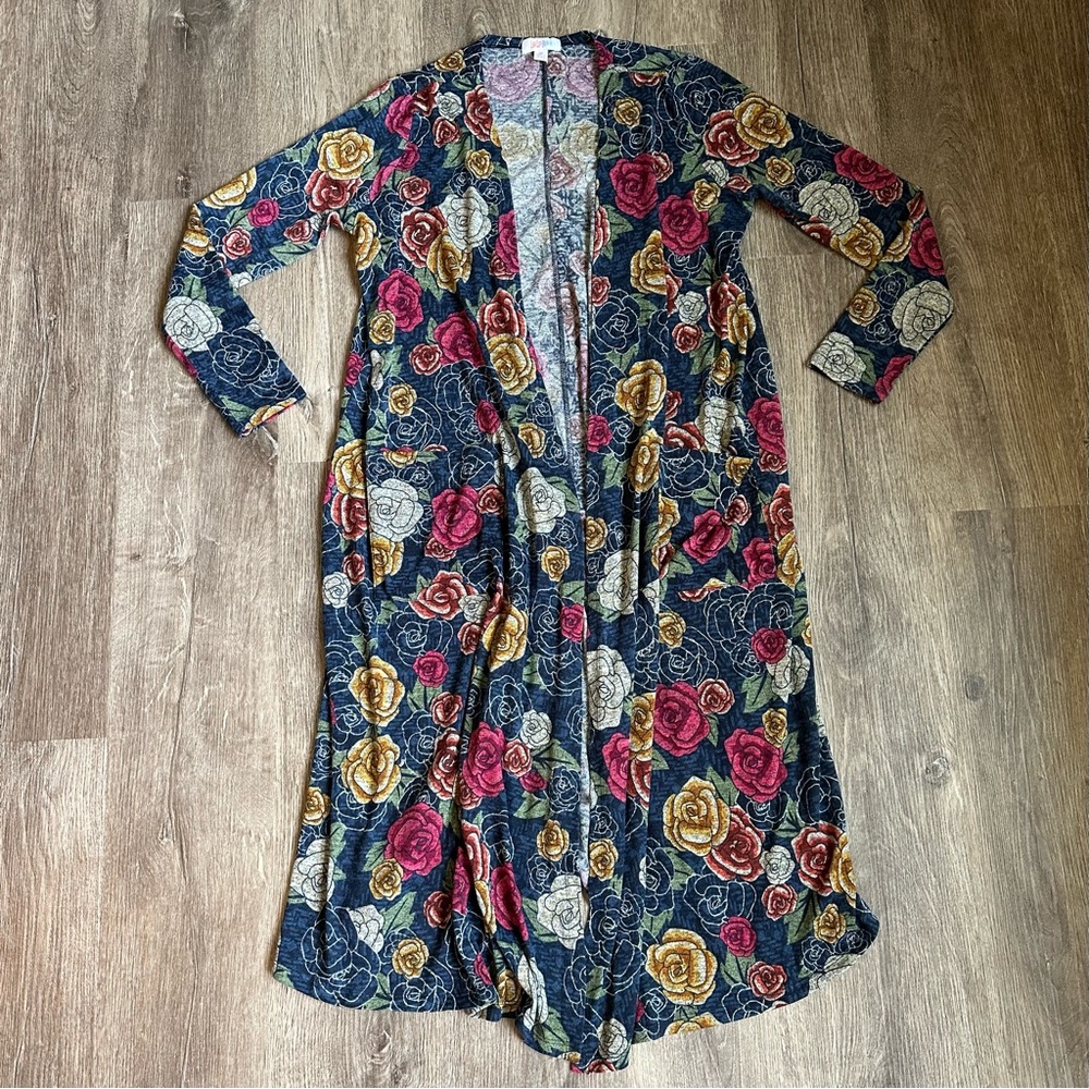 LULAROE Multicolor Floral Rose Long Sleeve Open Cardigan *UNICORN*